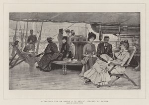 Middagthee aan boord van een P en O Stoomboot in Venetië door Samuel Melton Fisher